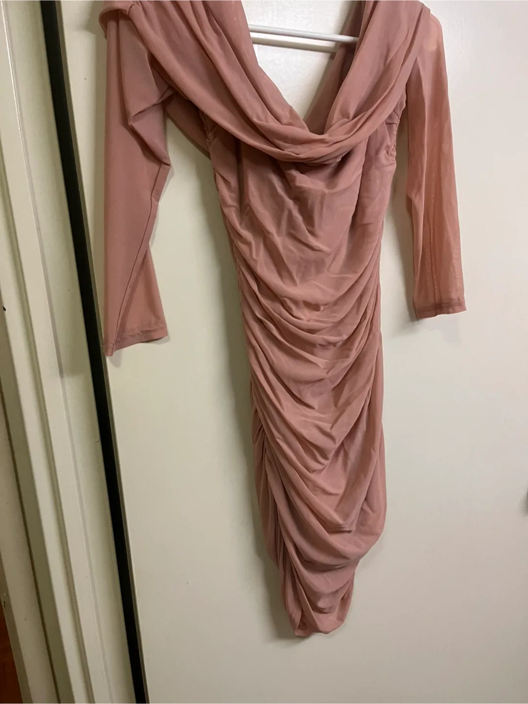 Pink Ruched Long Sleeve Dress thumbnail