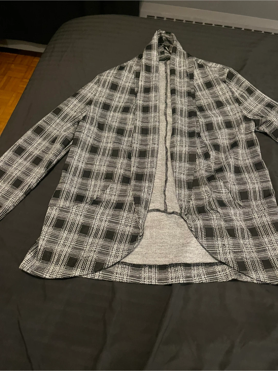 Plaid Cardigan - Black and White