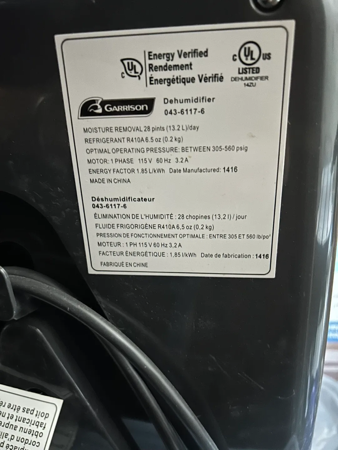 Garrison Dehumidifier - 28 pints image indicator(3)