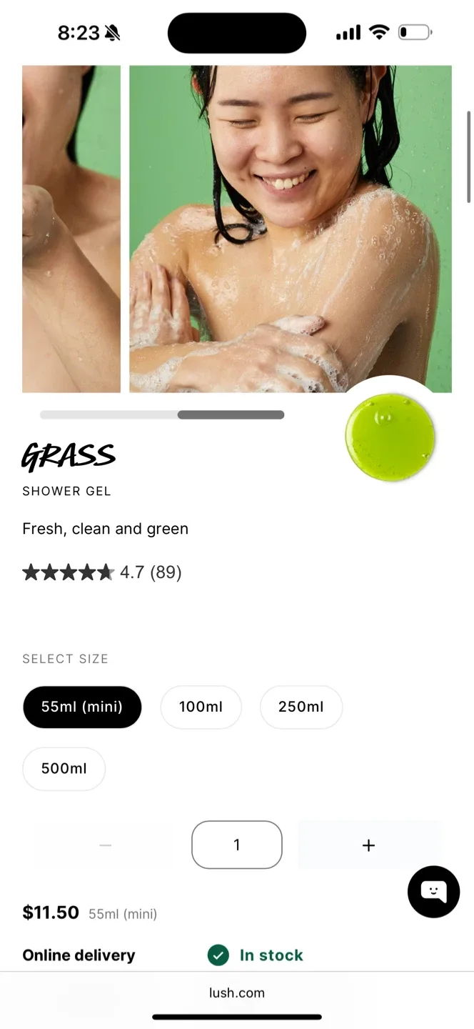 Lush Shower Gel - Grass & The Olive Branch (55ml) image indicator(4)