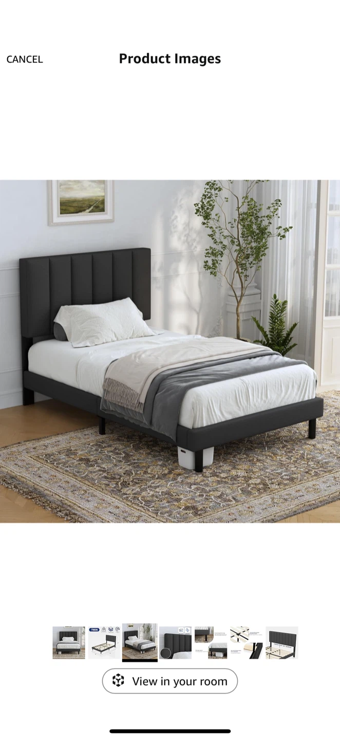 Twin Bed Frame with Headboard & Memory Foam Mattress - photo 2