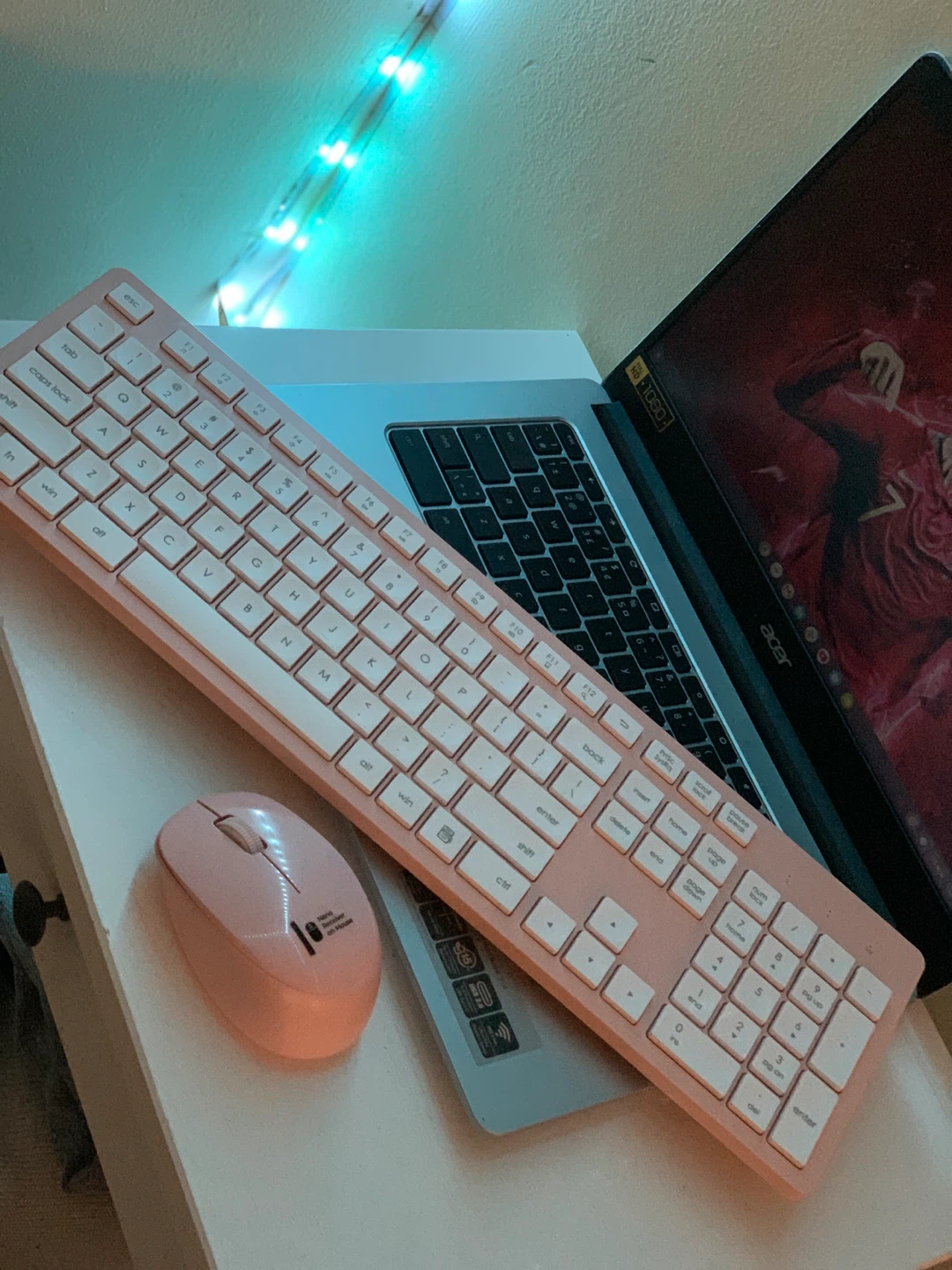 Pink Wireless Keyboard and Mouse Combo