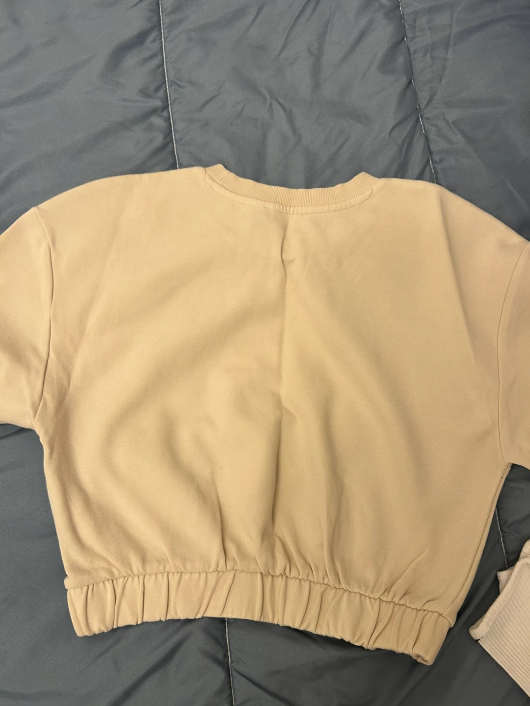 Zara Beige Cropped Sweatshirt - Size M