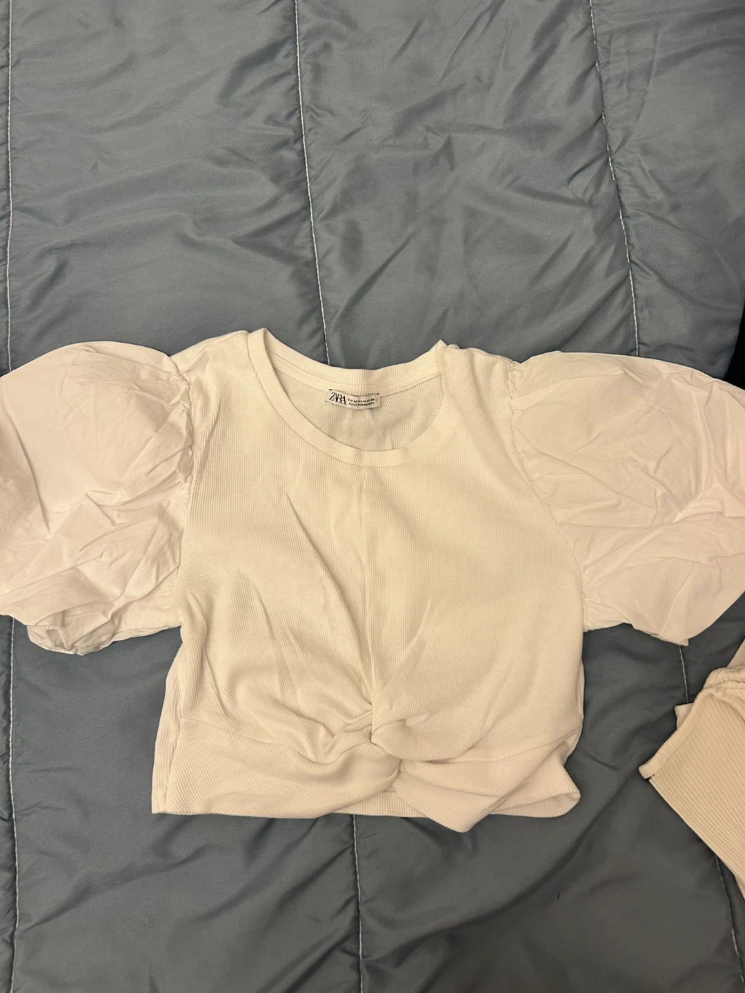 Zara White Puff Sleeve Top - Size M