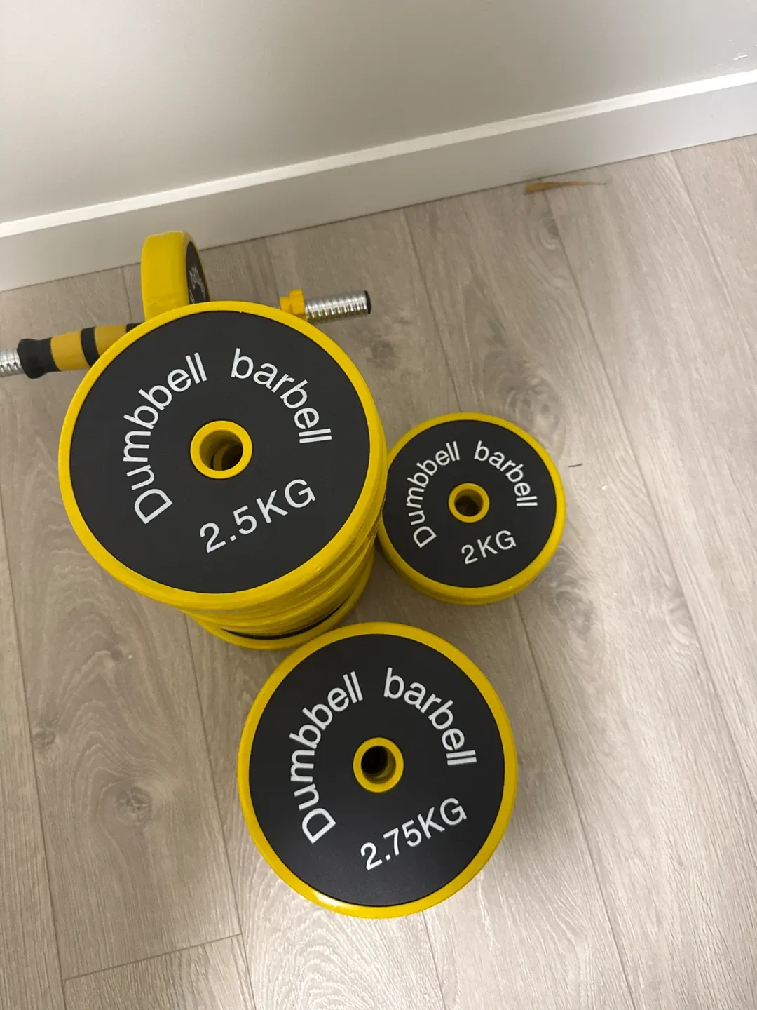 Adjustable Dumbbell Barbell Set - Yellow/Black image indicator(2)