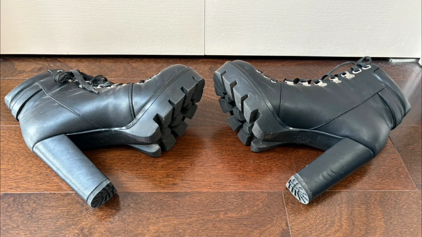 Black Heeled Combat Boots - Size 10 image indicator(5)