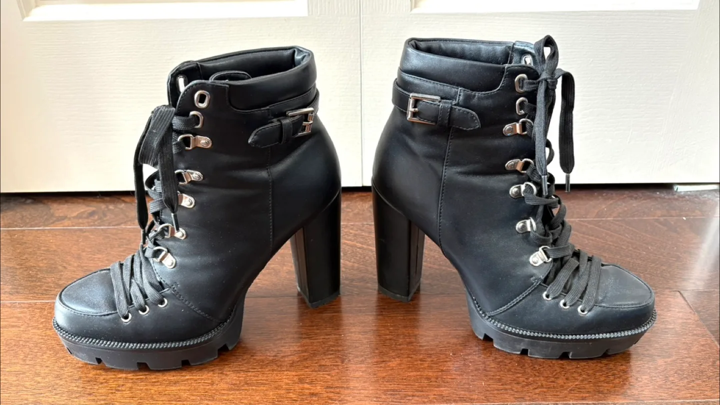 Black Heeled Combat Boots - Size 10 image indicator(4)