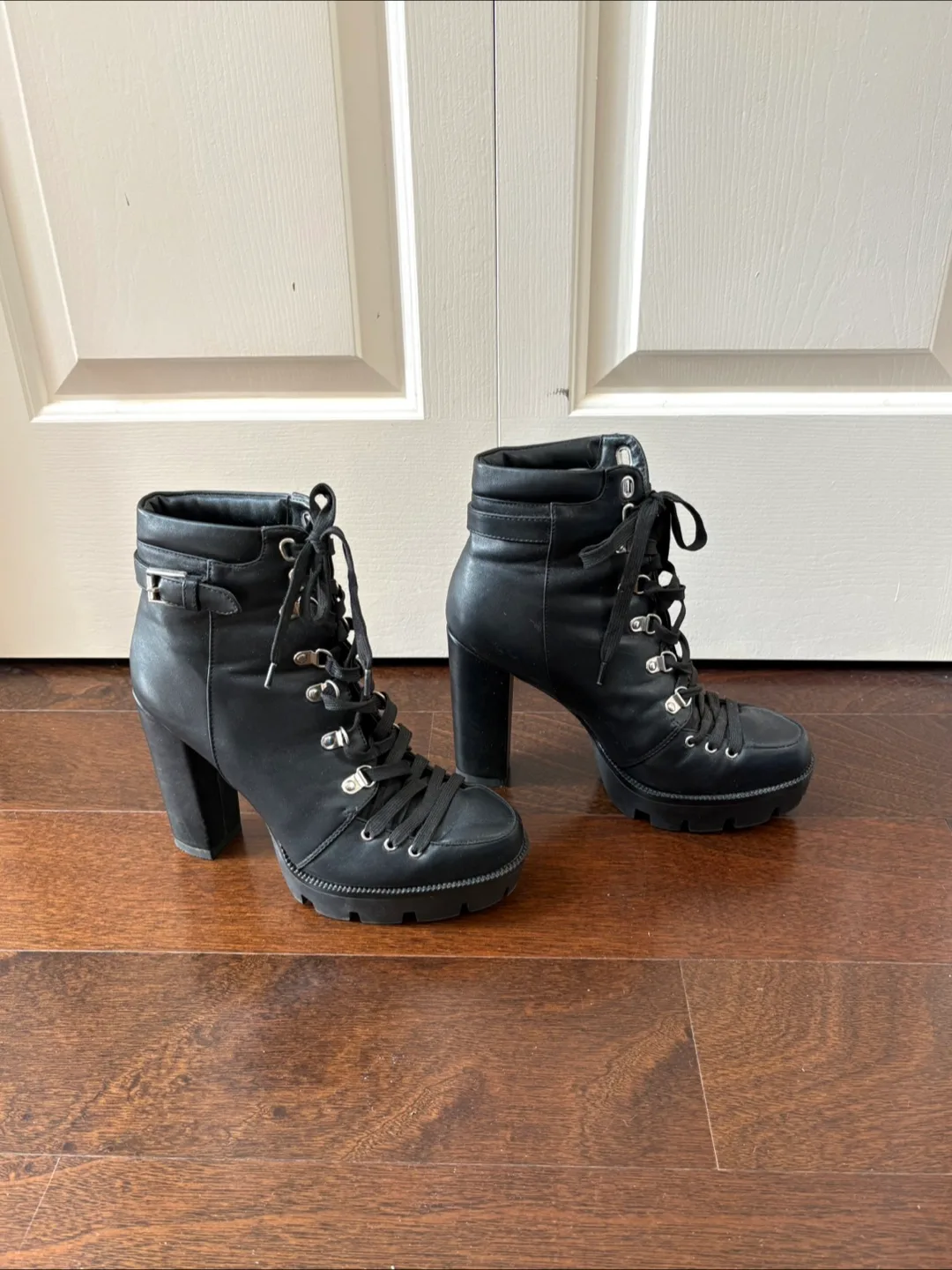 Black Heeled Combat Boots - Size 10 image indicator(3)