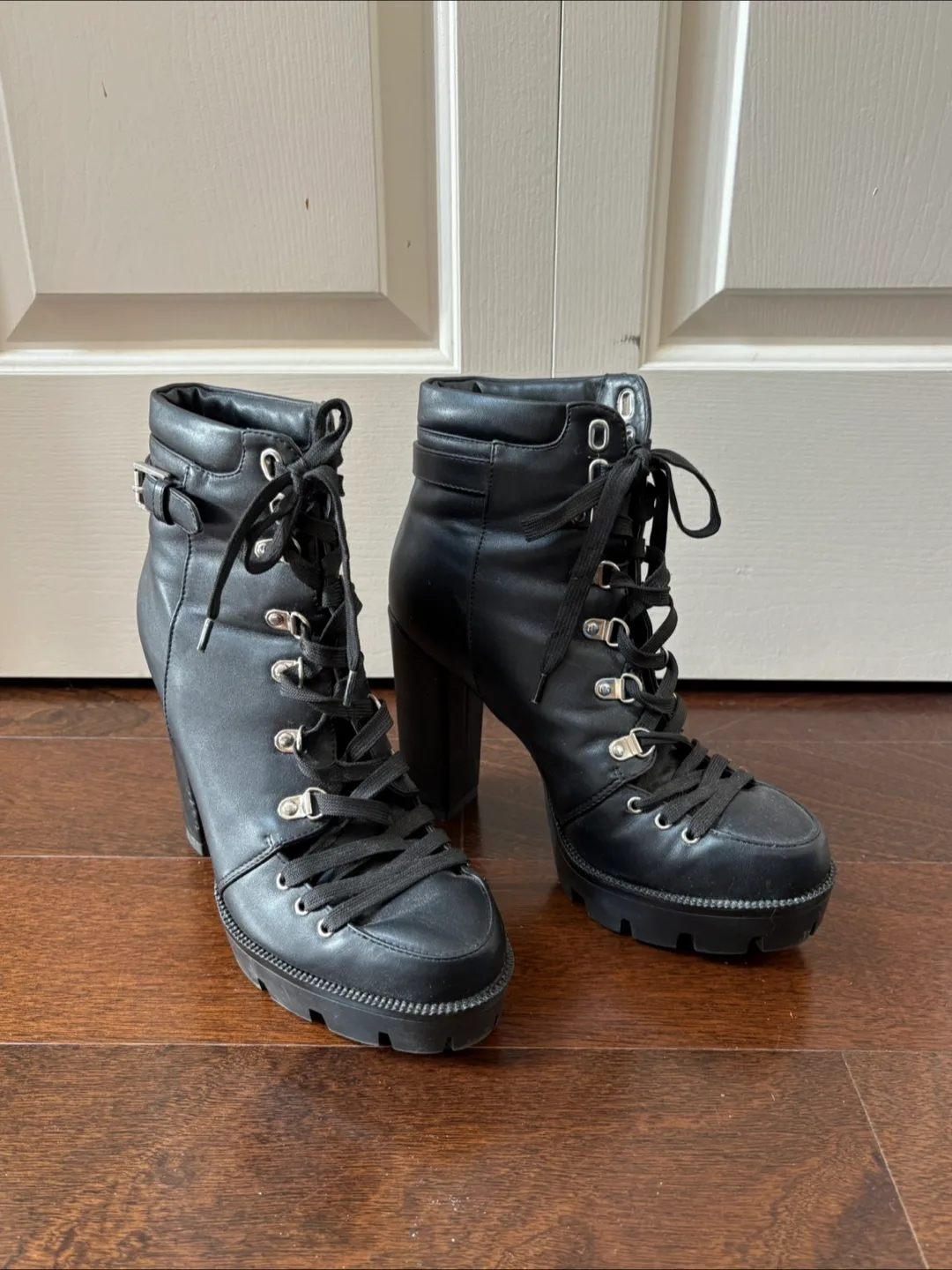 Black Heeled Combat Boots - Size 10 image indicator(7)