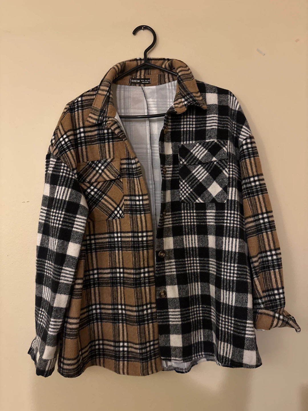 SHEIN Plaid Flannel Shirt Jacket, Size M