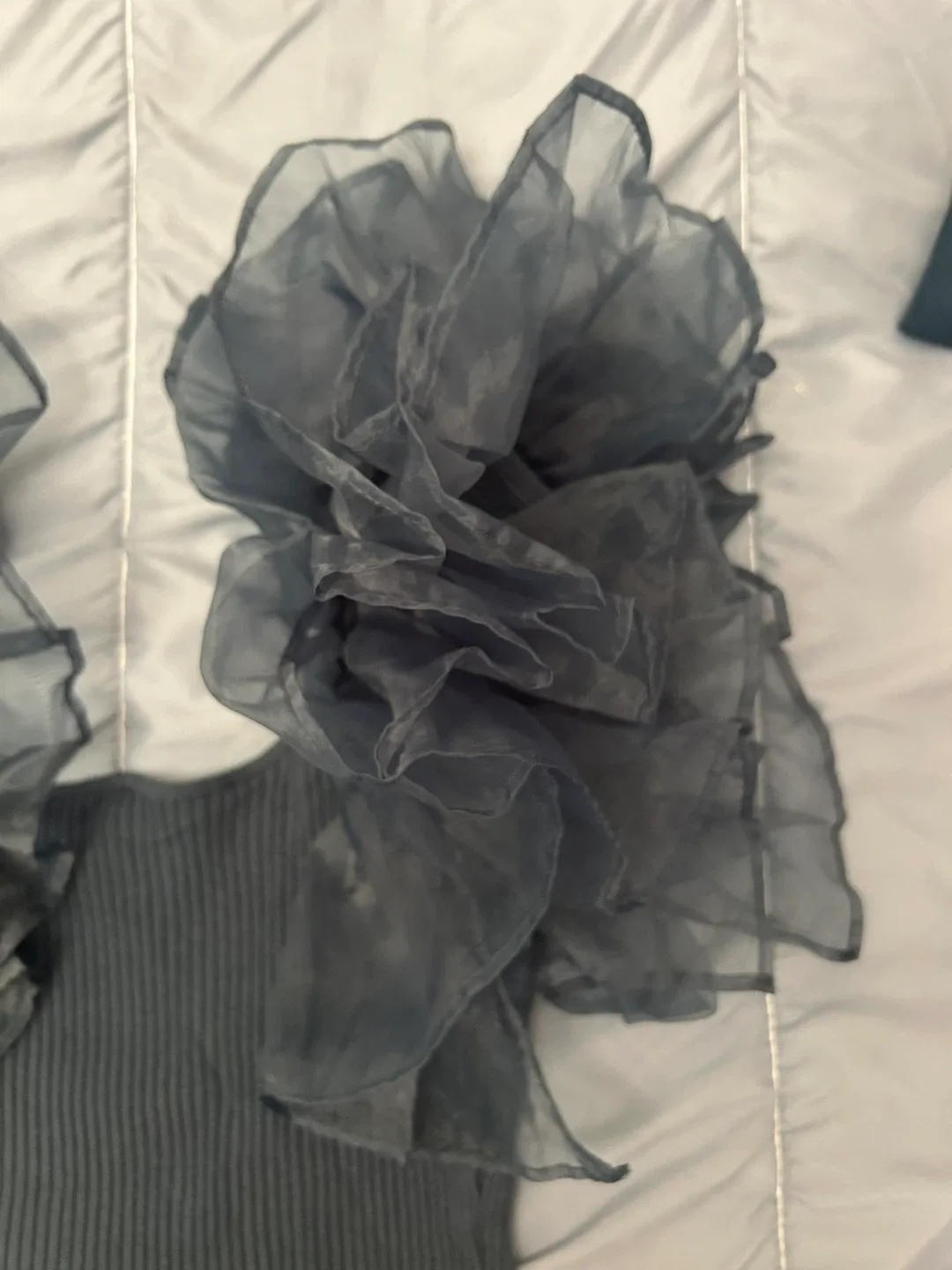 Zara Black Top with Ruffle Detail - Size L image indicator(4)