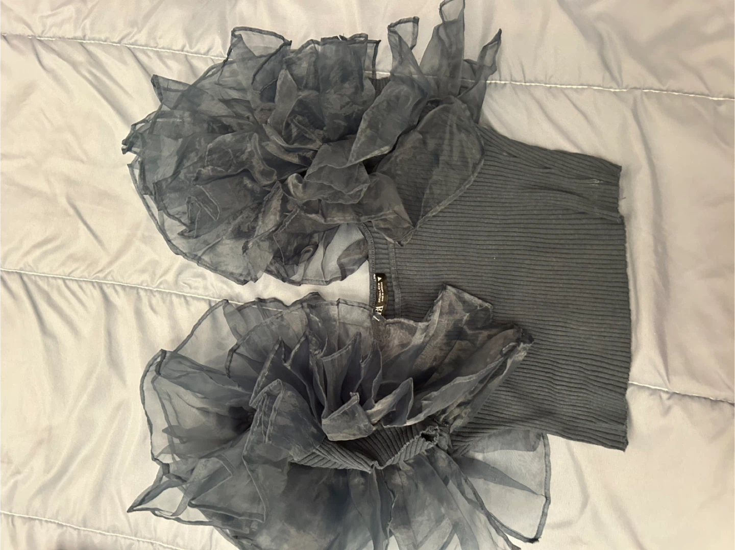 Zara Black Top with Ruffle Detail - Size L - photo 2