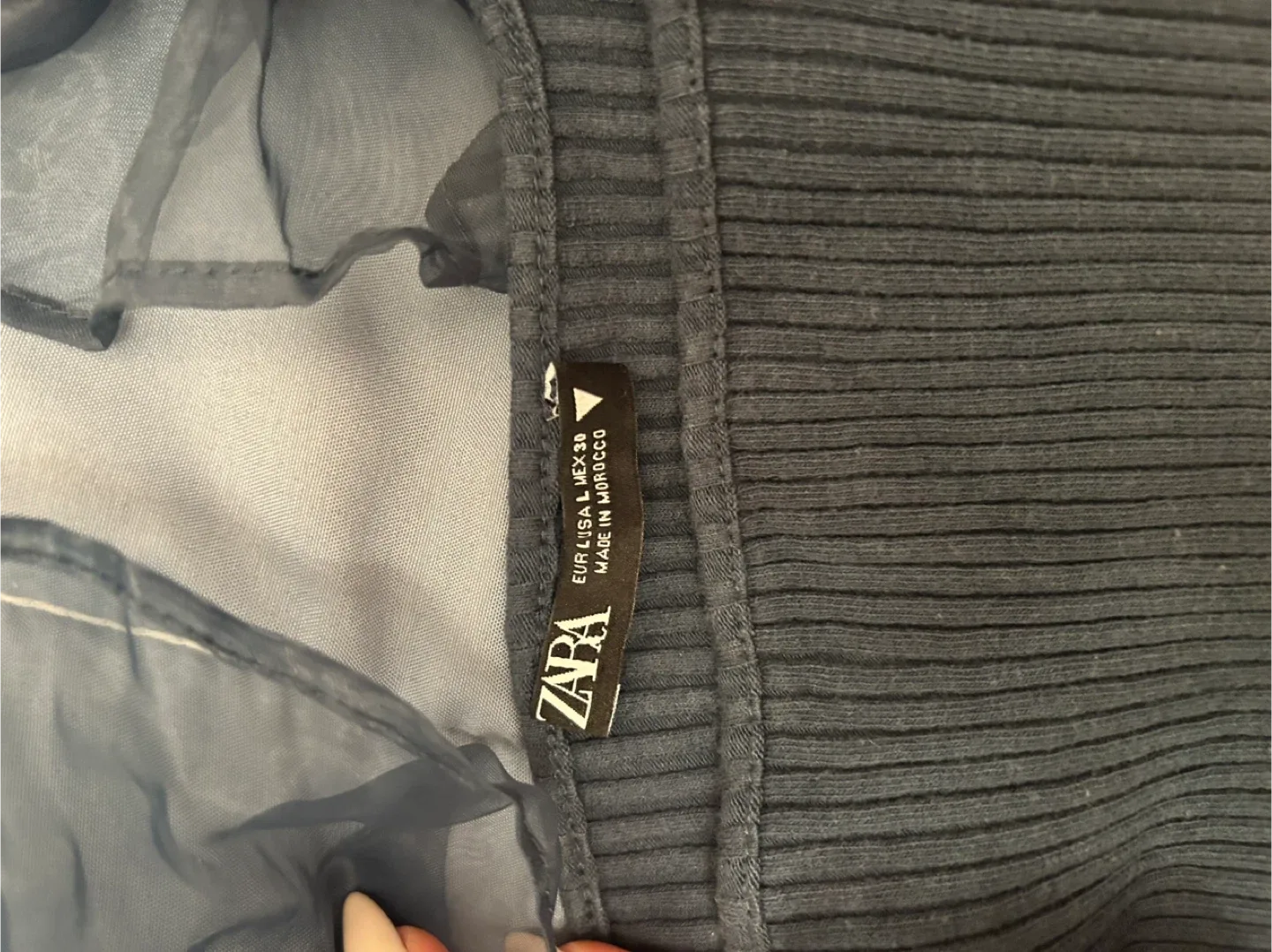 Zara Black Top with Ruffle Detail - Size L image indicator(3)