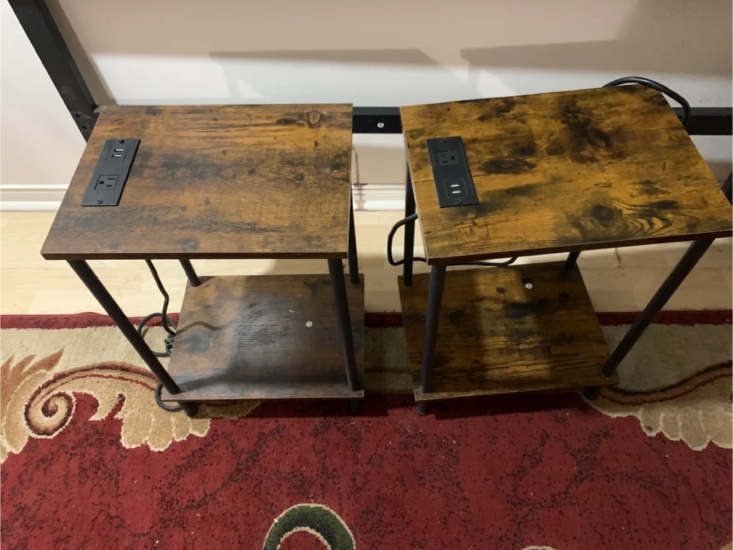 Rustic Brown End Tables with USB Ports (Set of 2) thumbnail