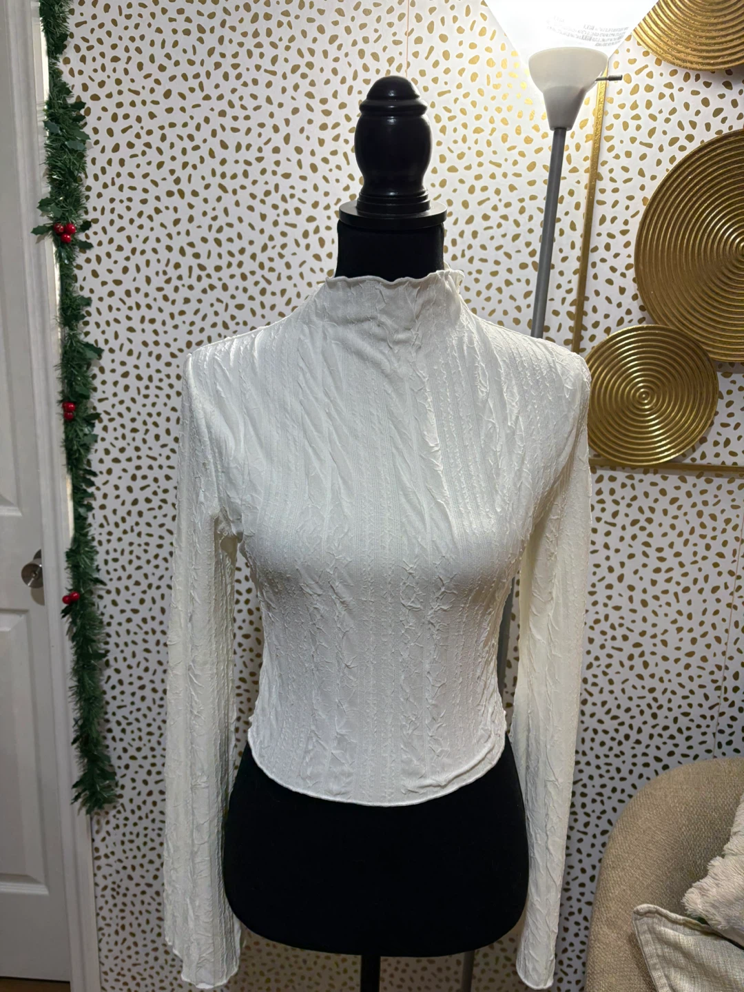 Shein White Long Sleeve Top - Size S