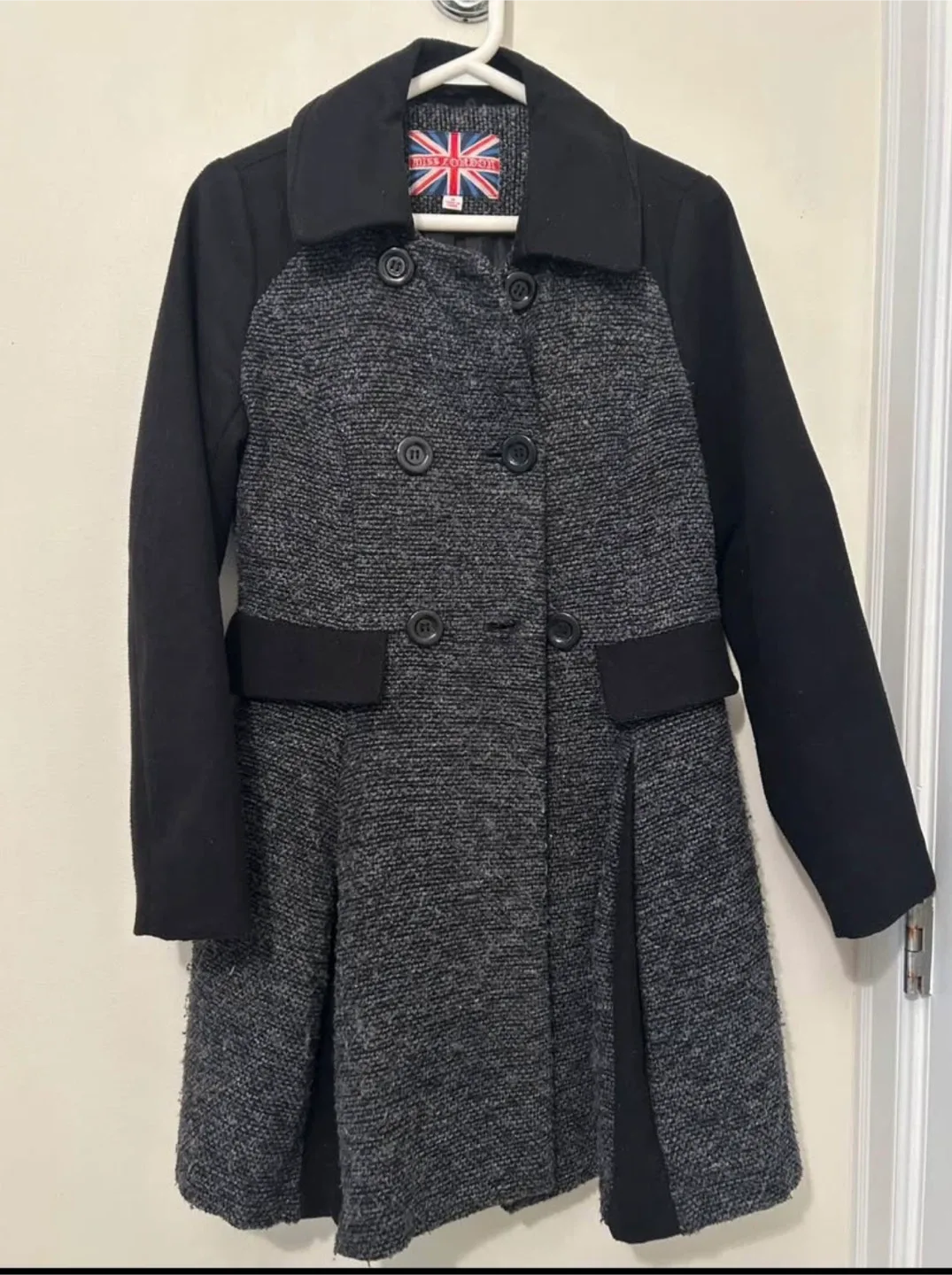 Miss London Grey Wool Blend Coat - Size M image indicator(3)