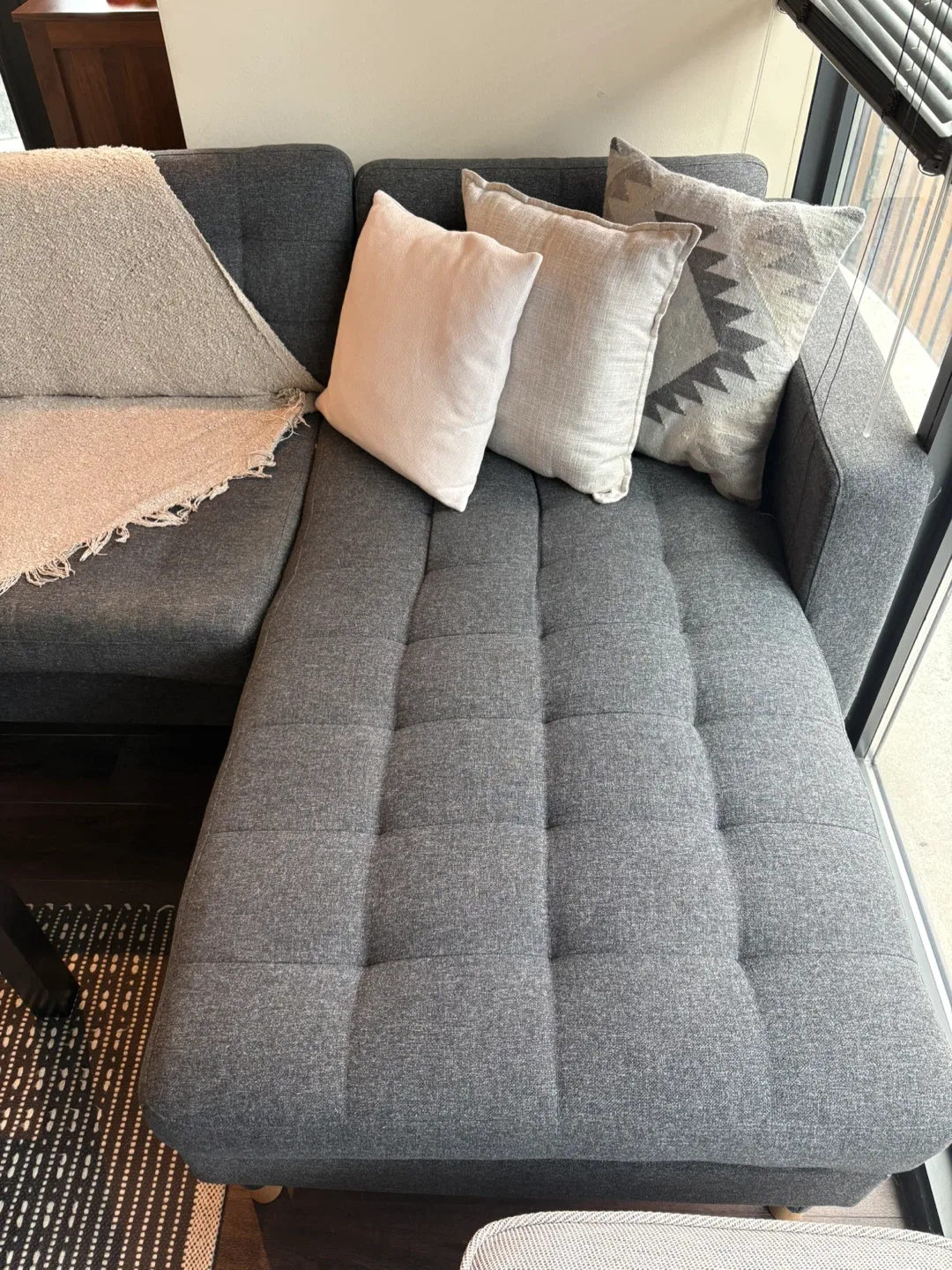 Ikea - Morabo Gray Sectional Sofa with Pillows & Throw image indicator(5)