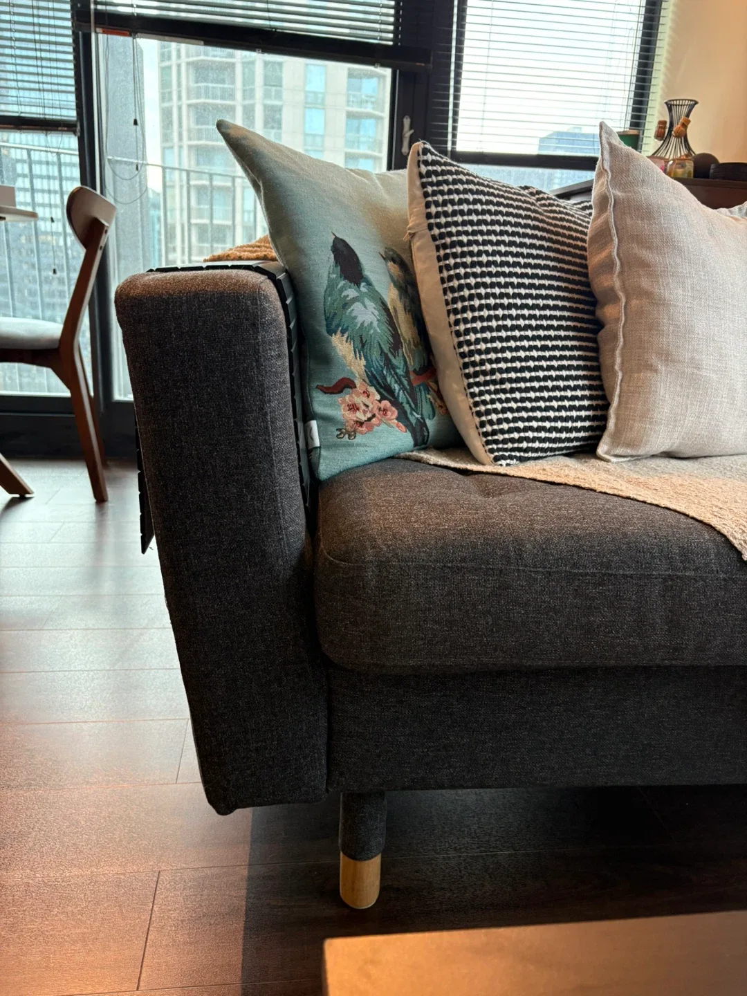 Ikea - Morabo Gray Sectional Sofa with Pillows & Throw image indicator(2)