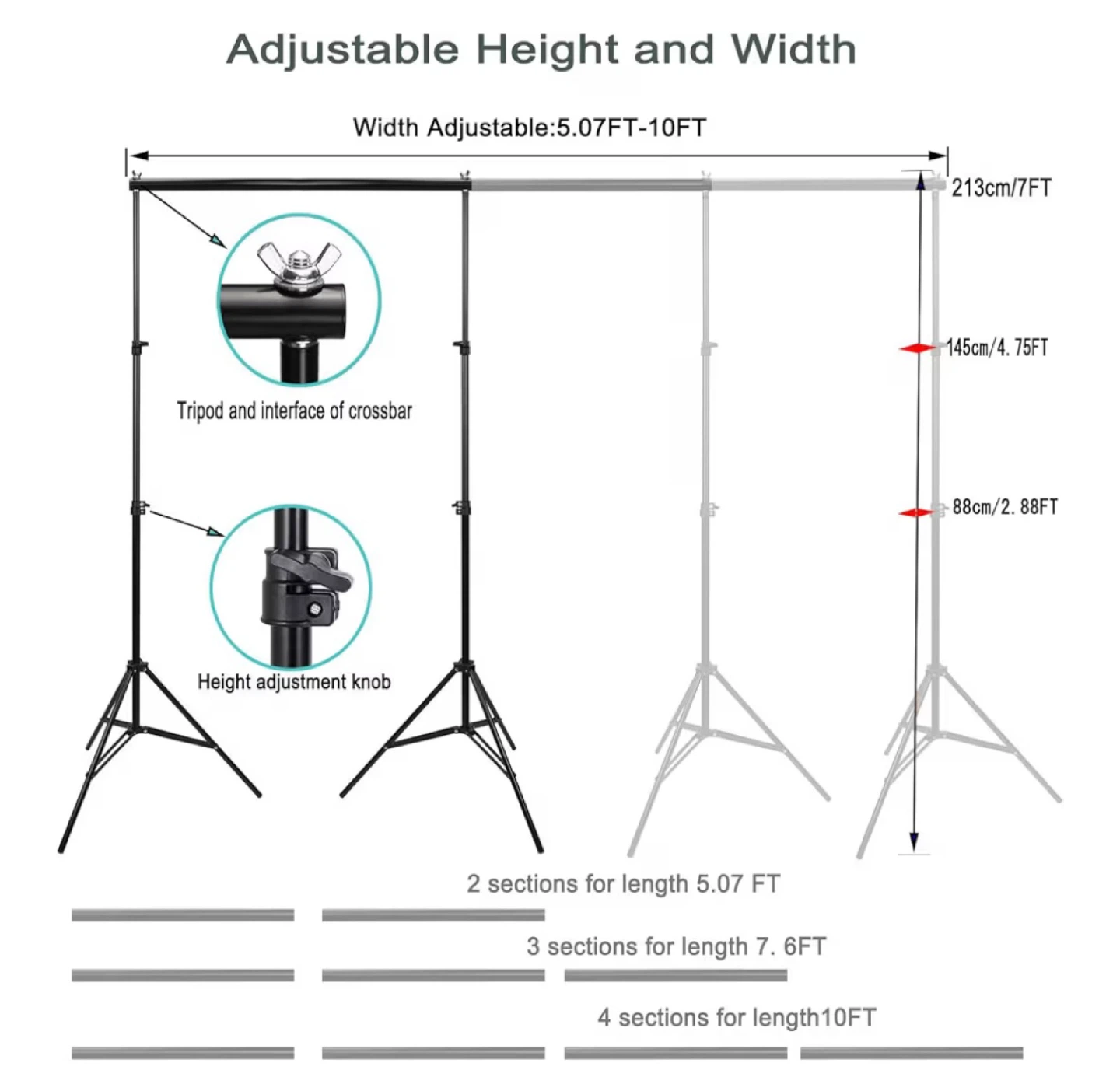Adjustable Photo Backdrop Stand Kit