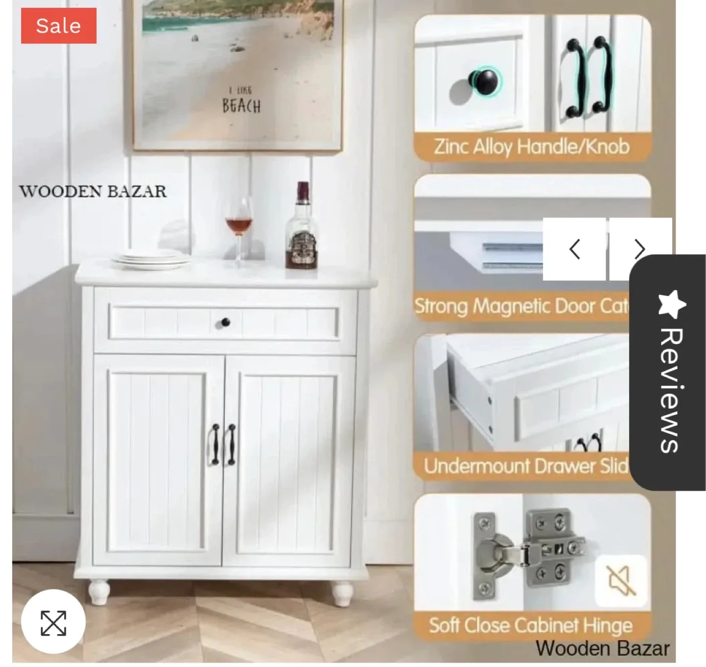 Wooden Bazar Amarily Accent Cabinet - White image indicator(2)