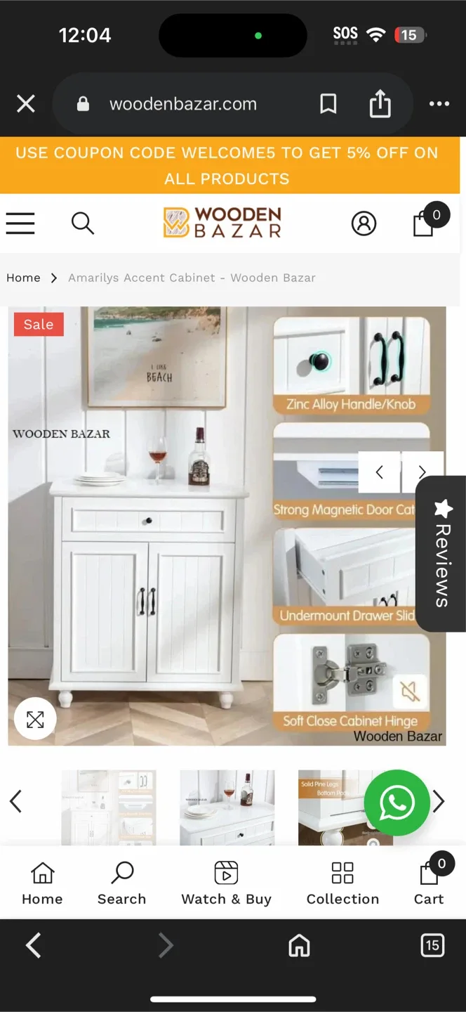 Wooden Bazar Amarily Accent Cabinet - White image indicator(5)