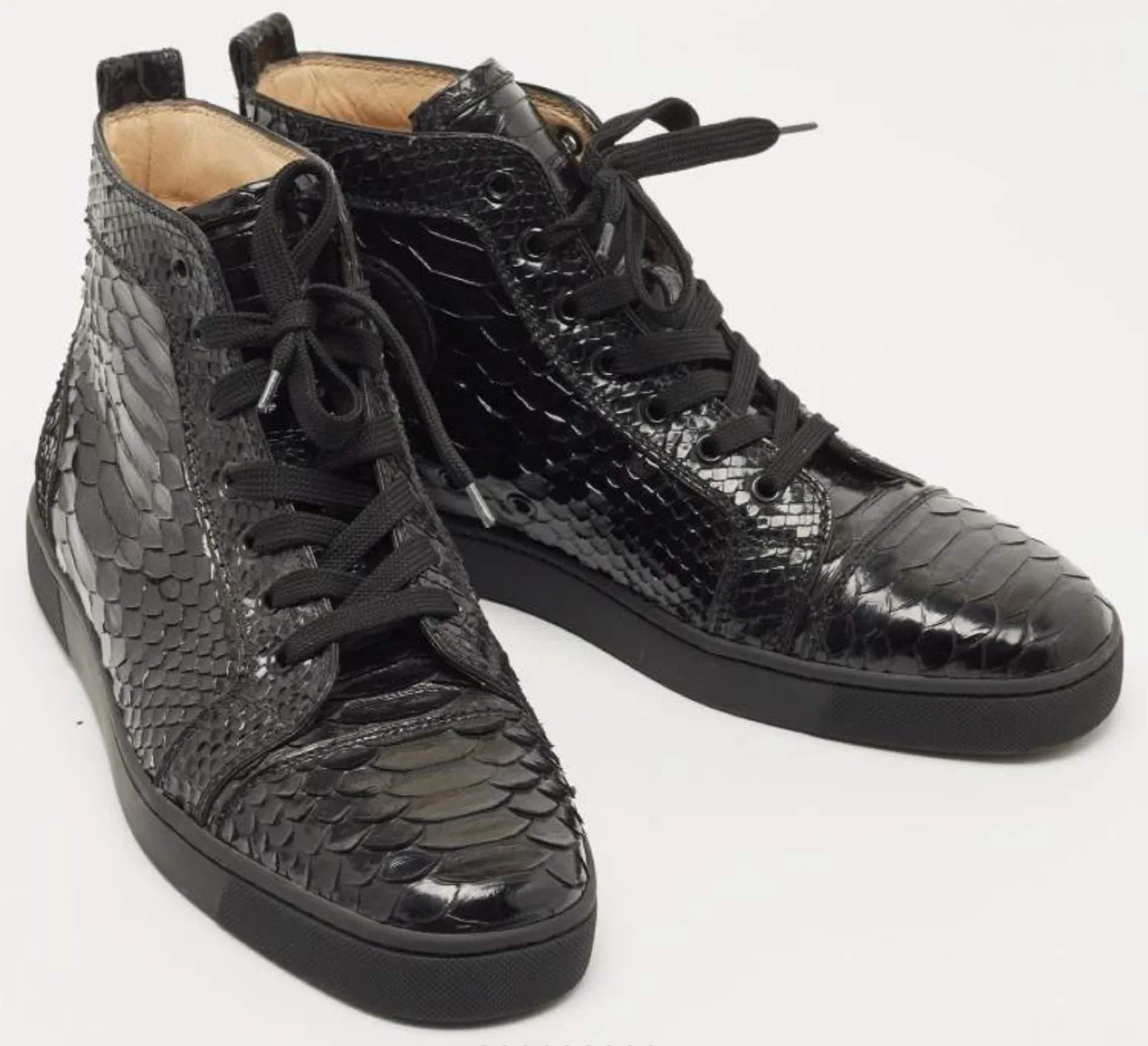 Christian Louboutin orlato Black Python High-Top Sneakers