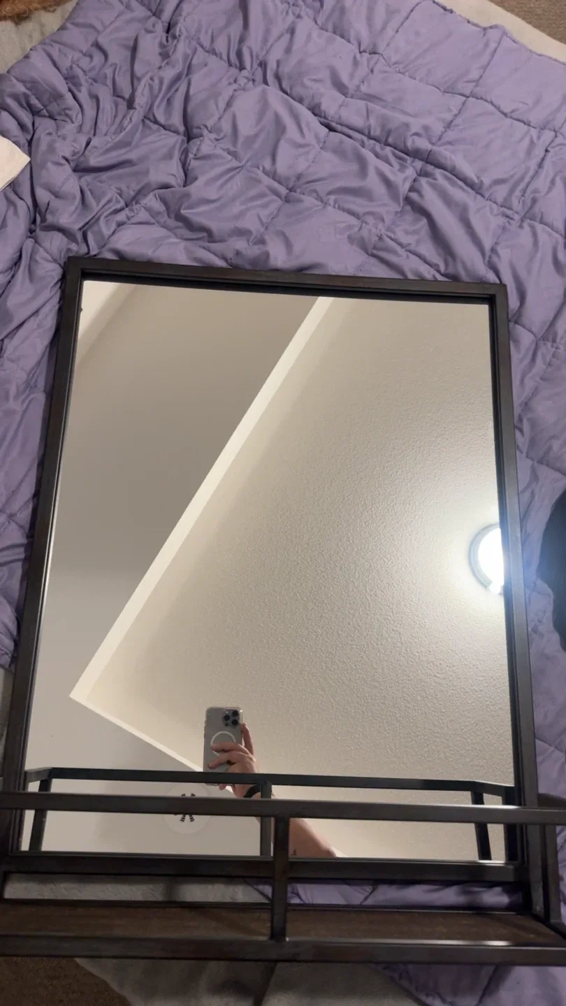 Square Mirror with Shelf