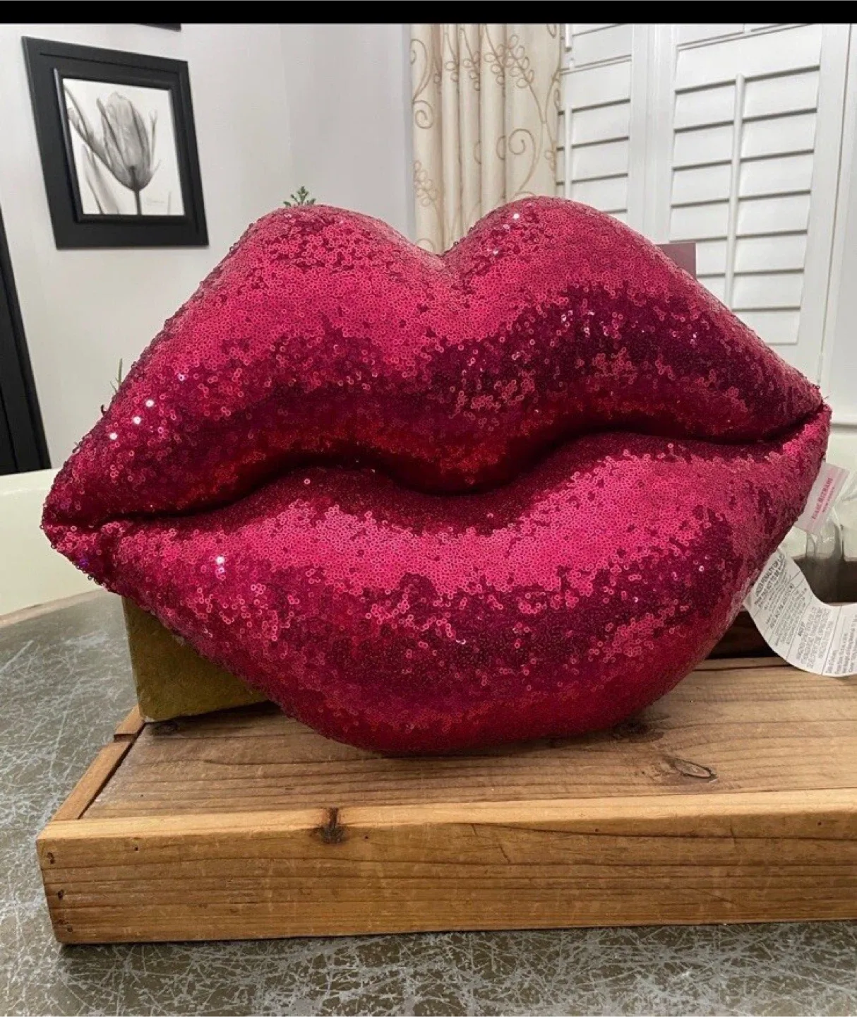 Sequin Lips Decorative Pillow