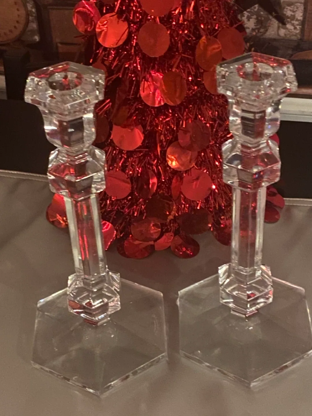 Stunning Vintage “Val St. Lambert” Lead Crystal Candlesticks image indicator(2)