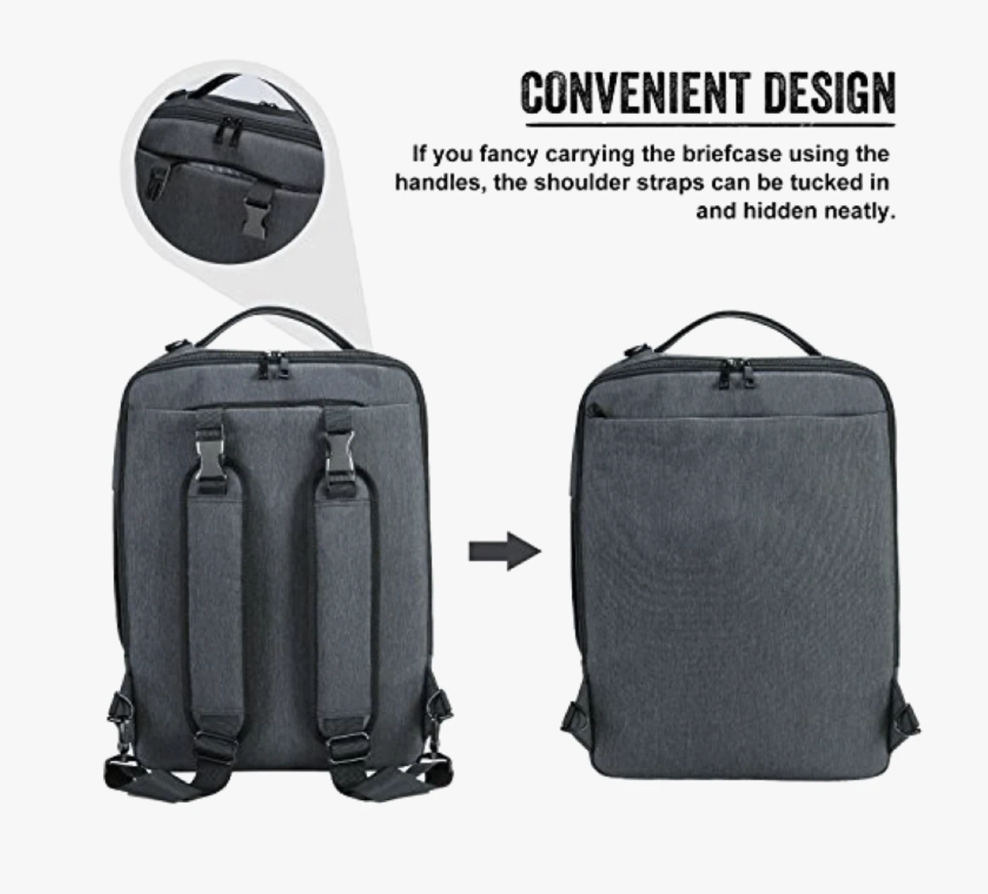 Convertible Briefcase/Backpack - Grey - photo 5