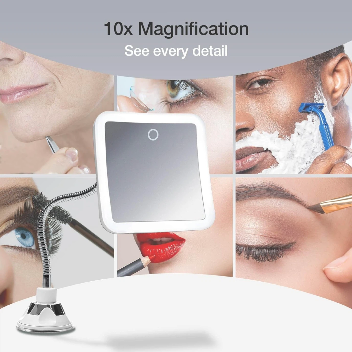 Fancii LED Makeup Mirror - 10x Magnification Flexible Mirror - photo 2
