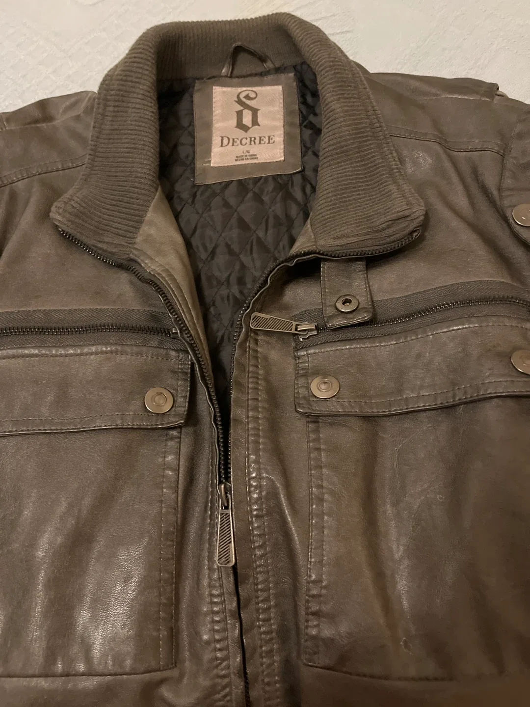 Decree Brown Leather Jacket - Size L image indicator(4)