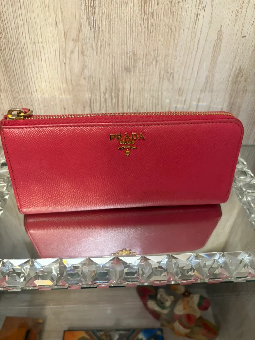 Prada Pink Saffiano Leather Wallet thumbnail