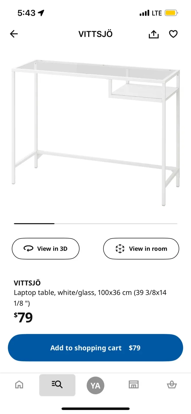 IKEA VITTSJÖ Laptop Table - White/Glass image indicator(4)