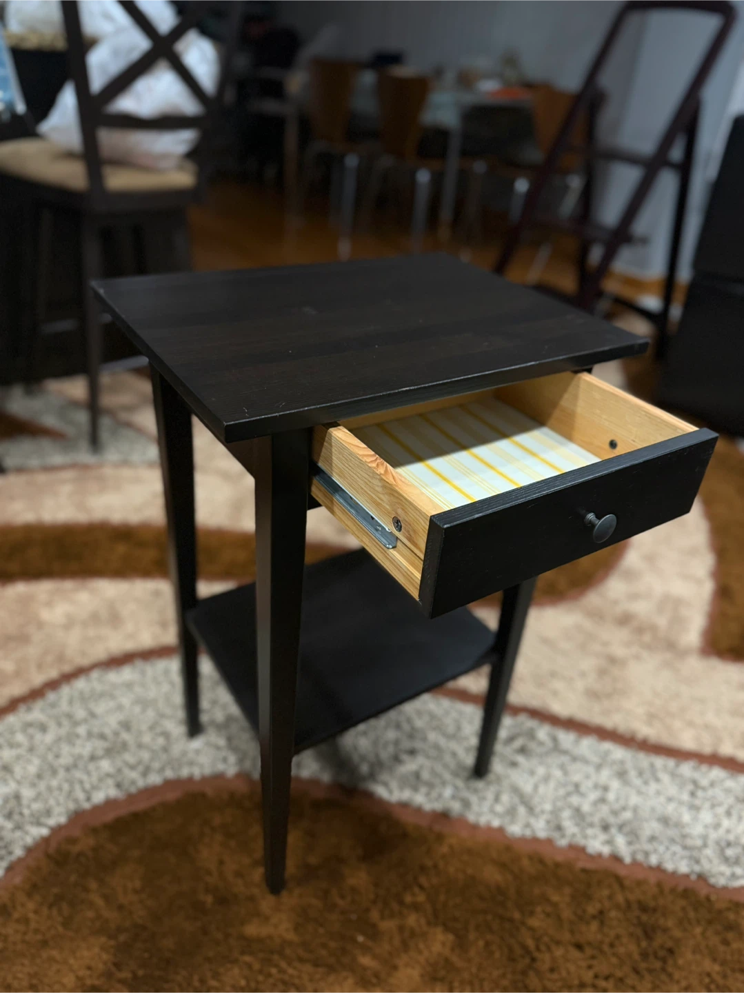 Black Wood End Table with Drawer - photo 3