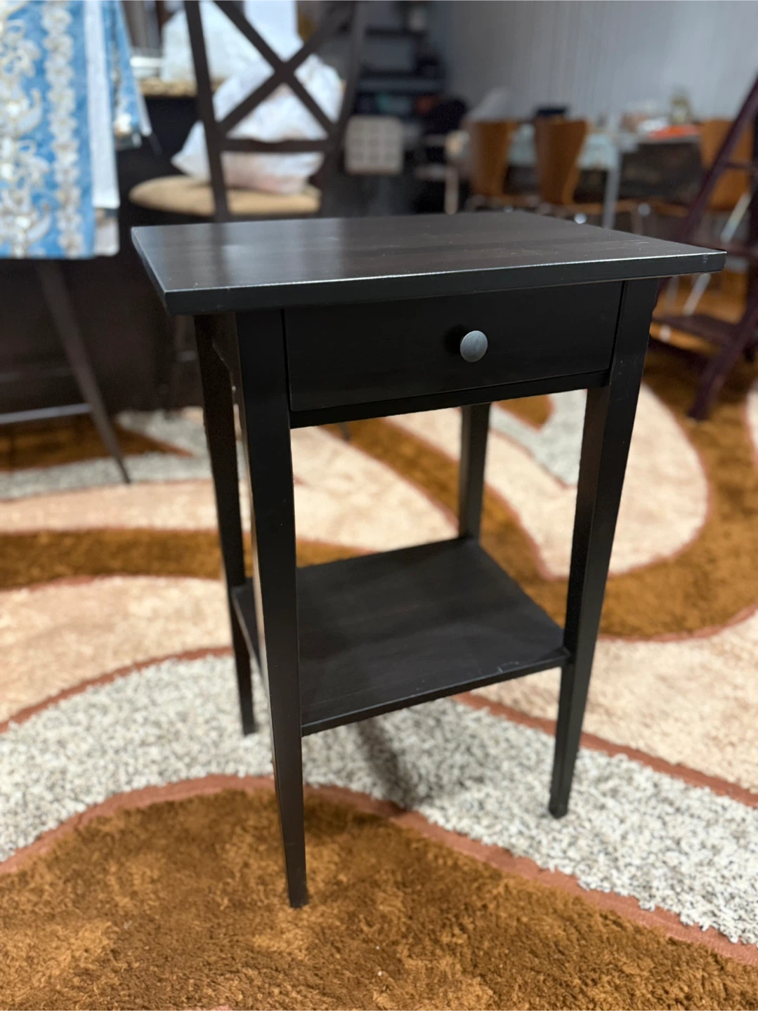 Black Wood End Table with Drawer