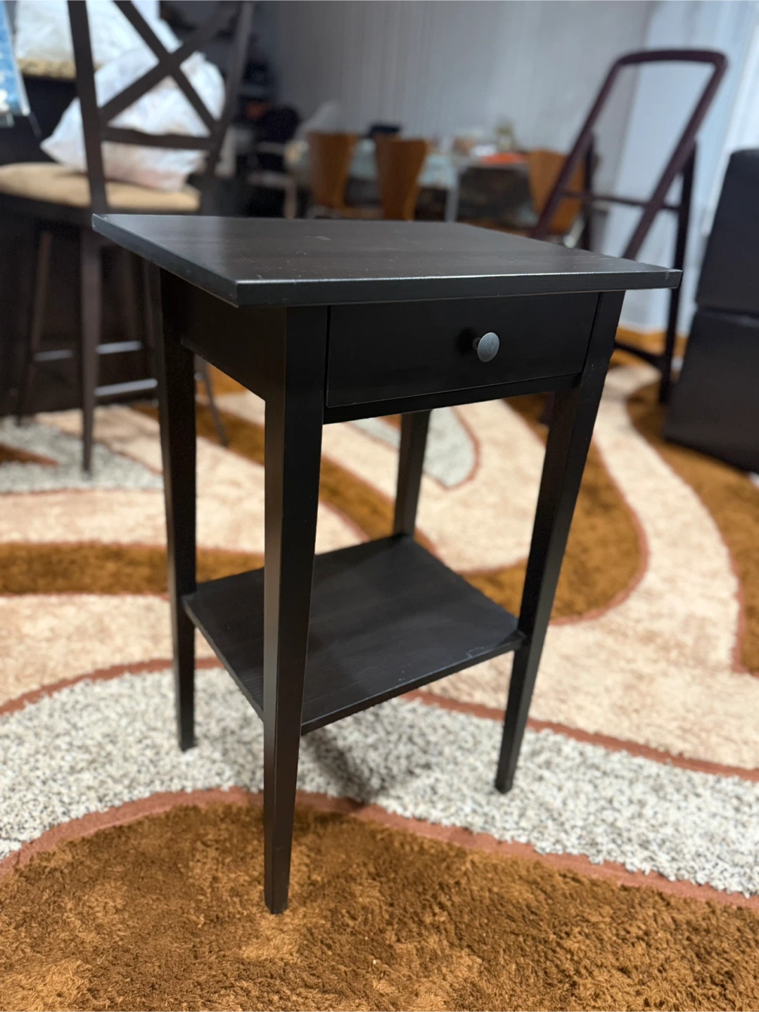 Black Wood End Table with Drawer - photo 2