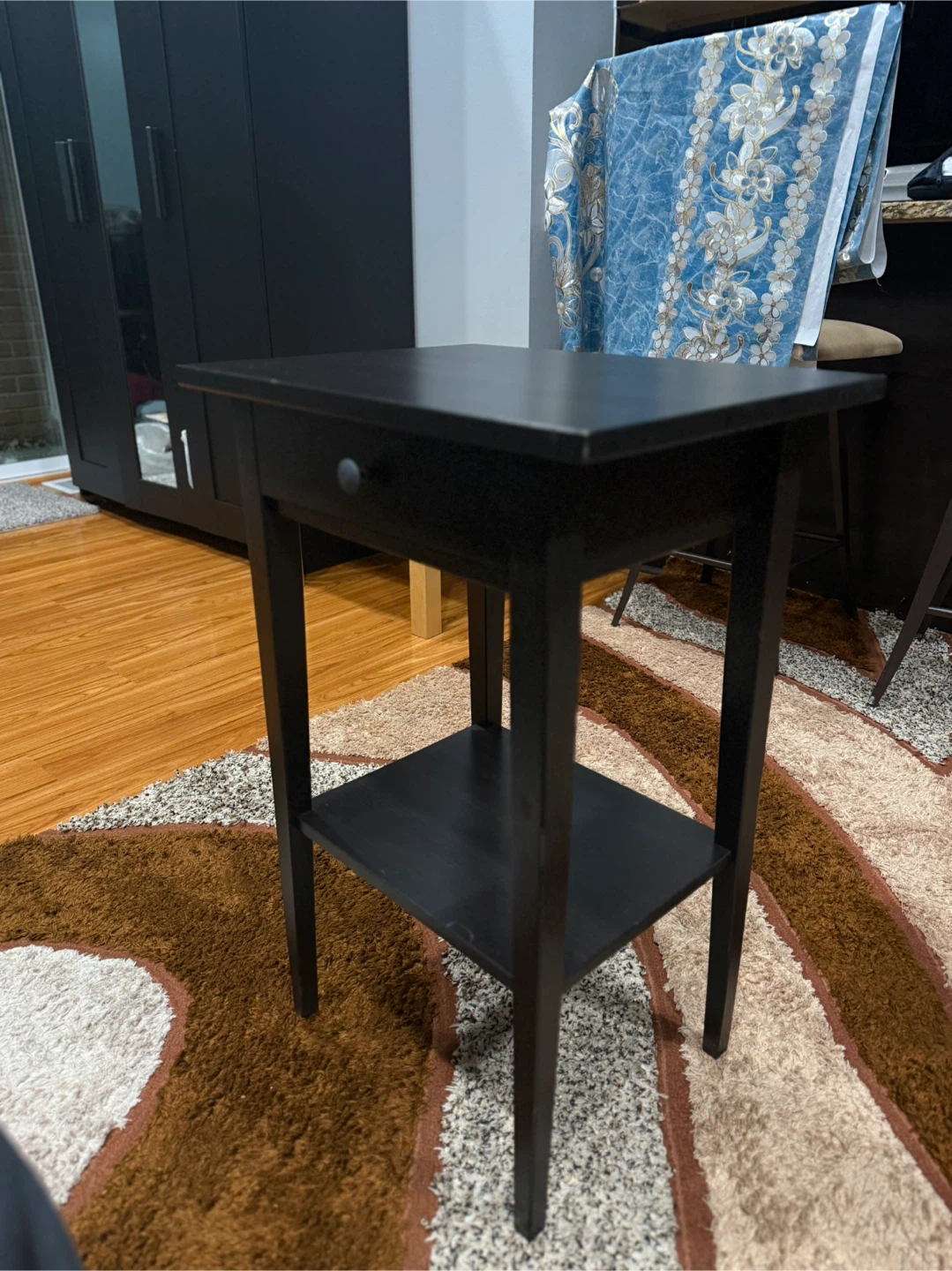 Black Wood End Table with Drawer - photo 5