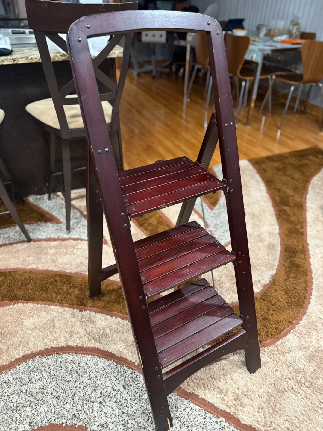 Folding Wooden Step Stool Ladder thumbnail