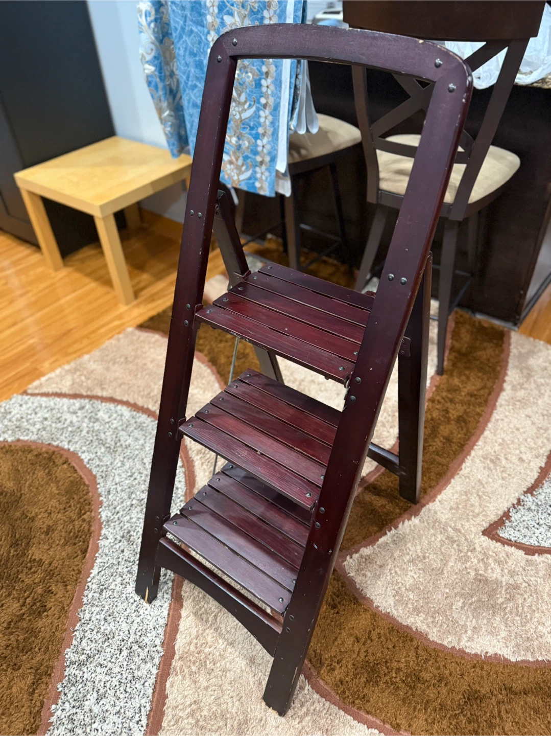 Folding Wooden Step Stool Ladder - photo 3