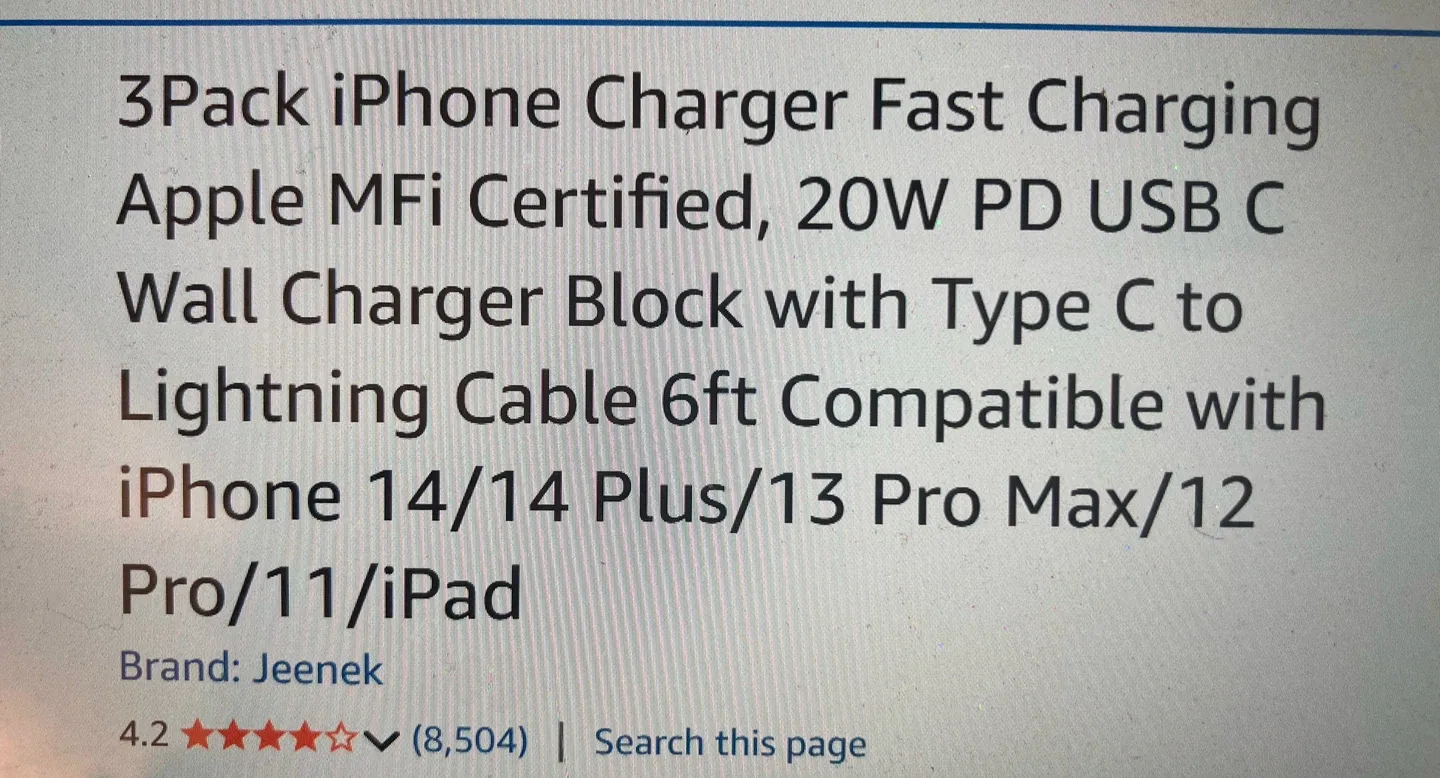 Jeenek 2-Pack iPhone Charger Fast Charging image indicator(3)