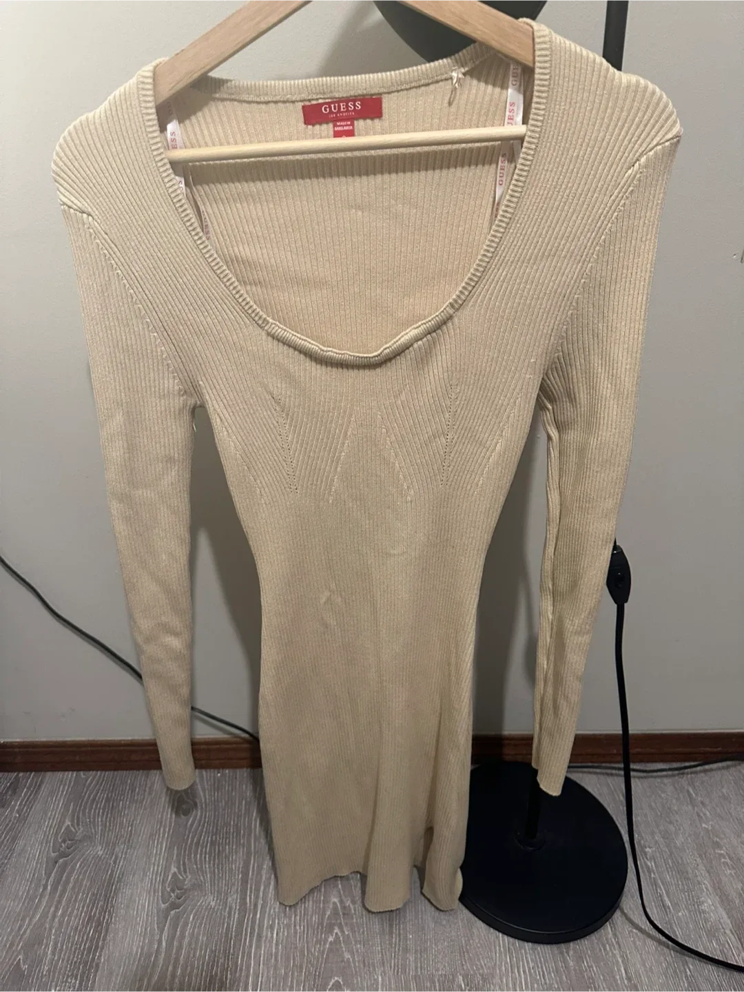 Guess Beige Ribbed Mini Dress image indicator(3)