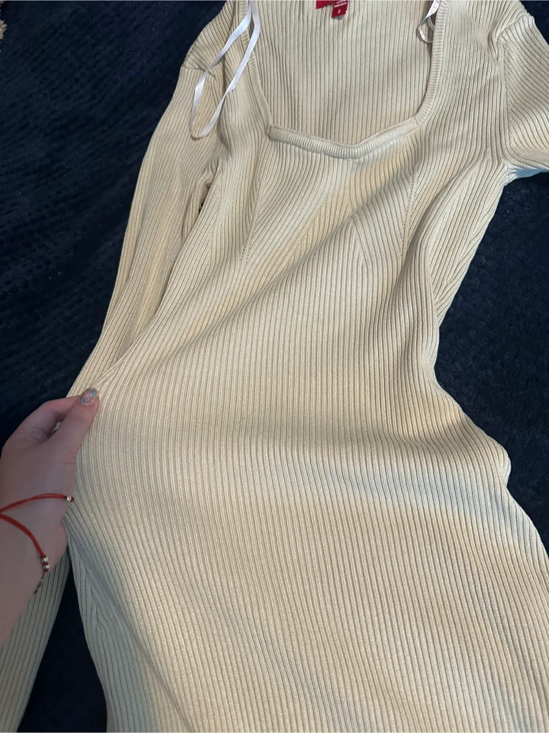 Guess Beige Ribbed Mini Dress image indicator(2)