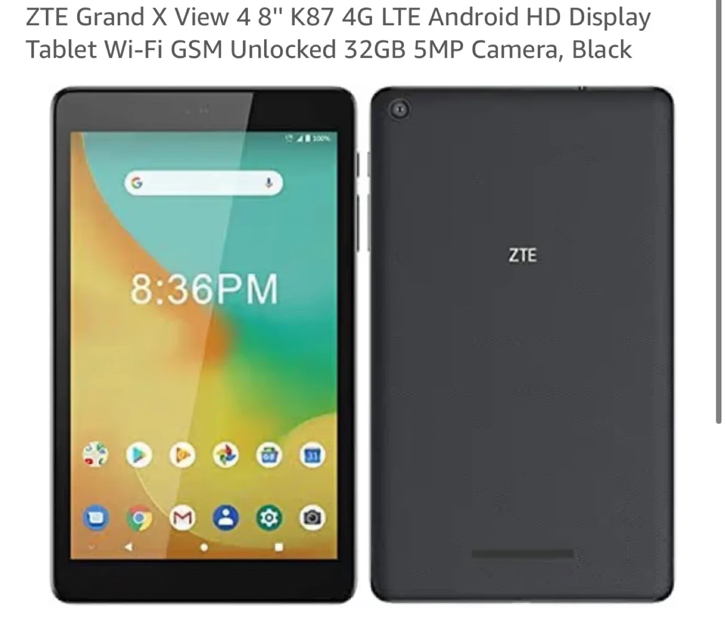 ZTE Grand X View 4 - 8" Tablet - Black LTE image indicator(3)