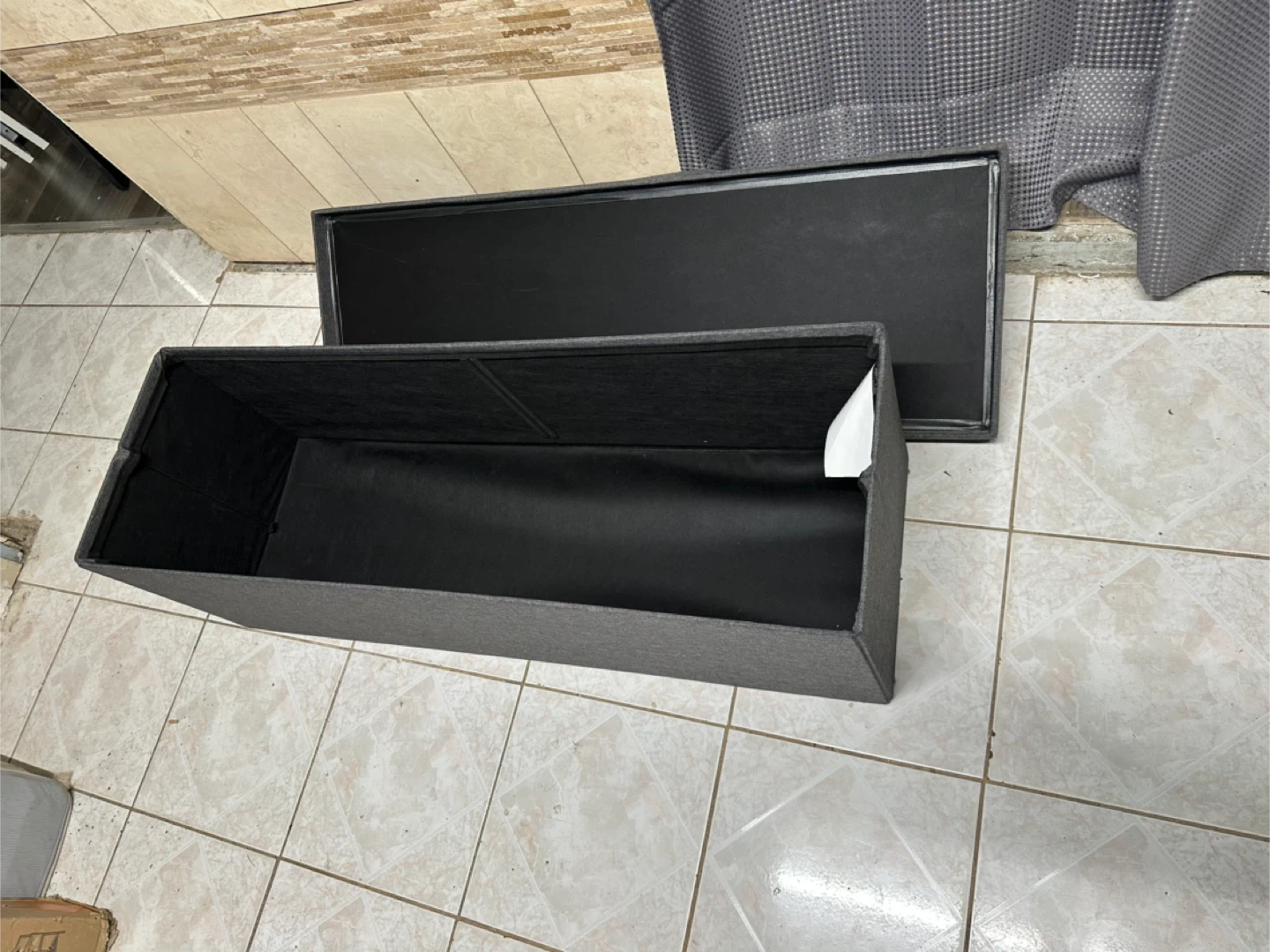 Grey Storage Ottoman Folding Bench - photo 3