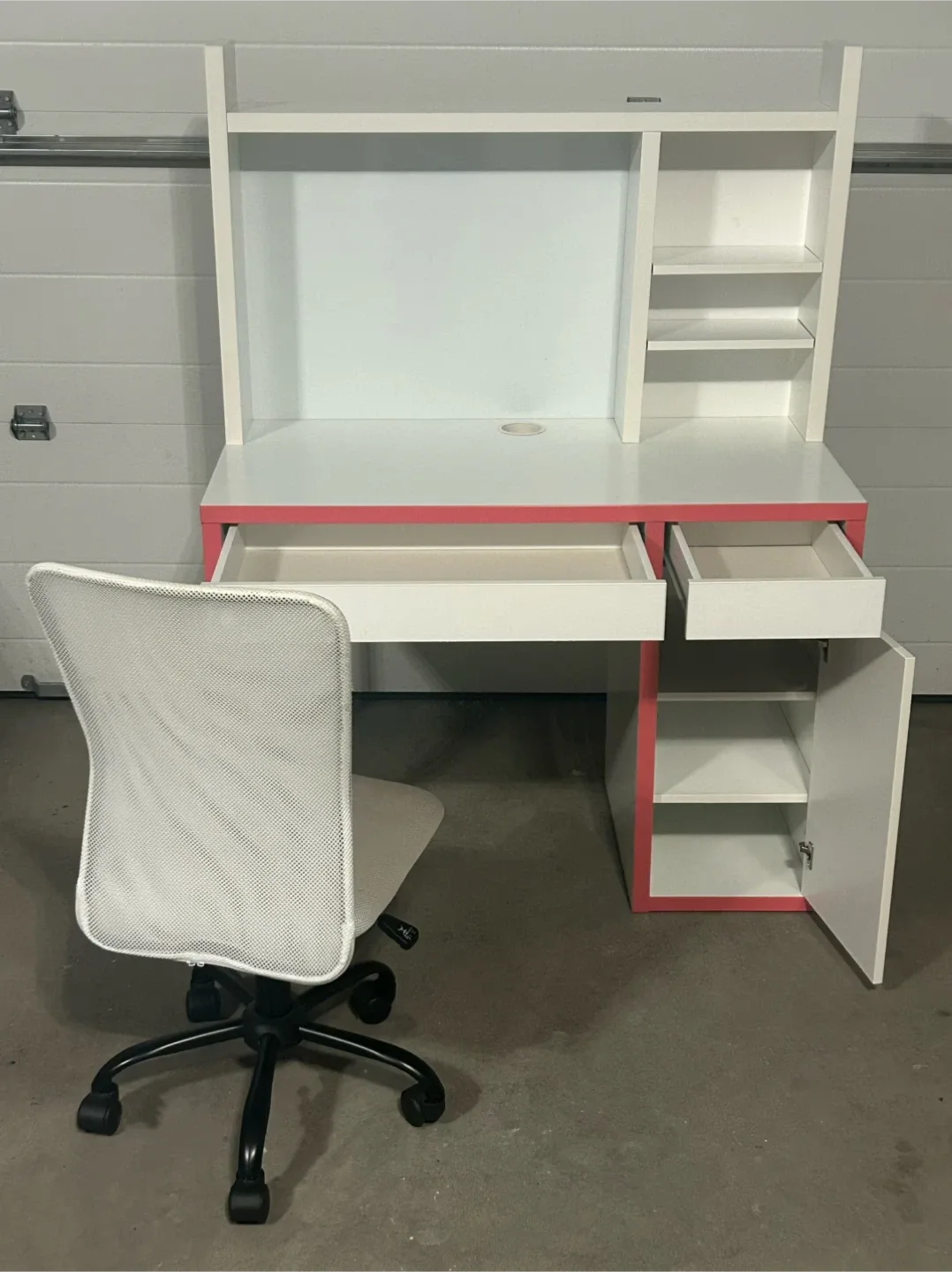 IKEA MICKE desk with hutch and chair thumbnail