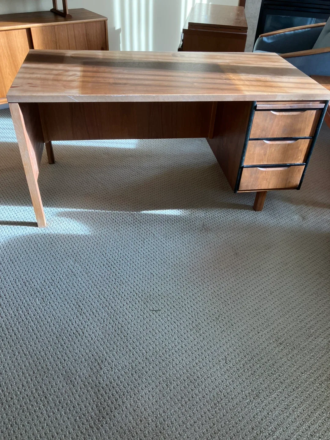 Vintage Wooden Desk with Drawers