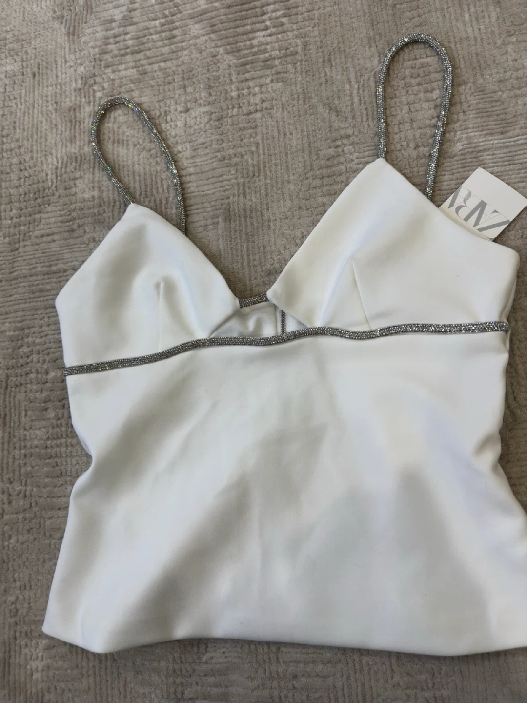 New Zara White Top with Sparkly Straps - photo 2