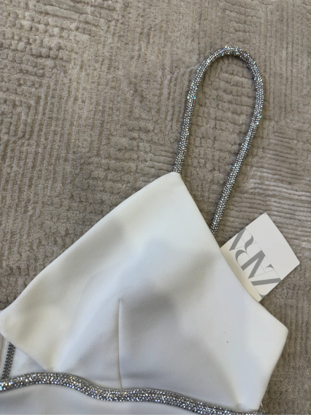 New Zara White Top with Sparkly Straps - photo 3