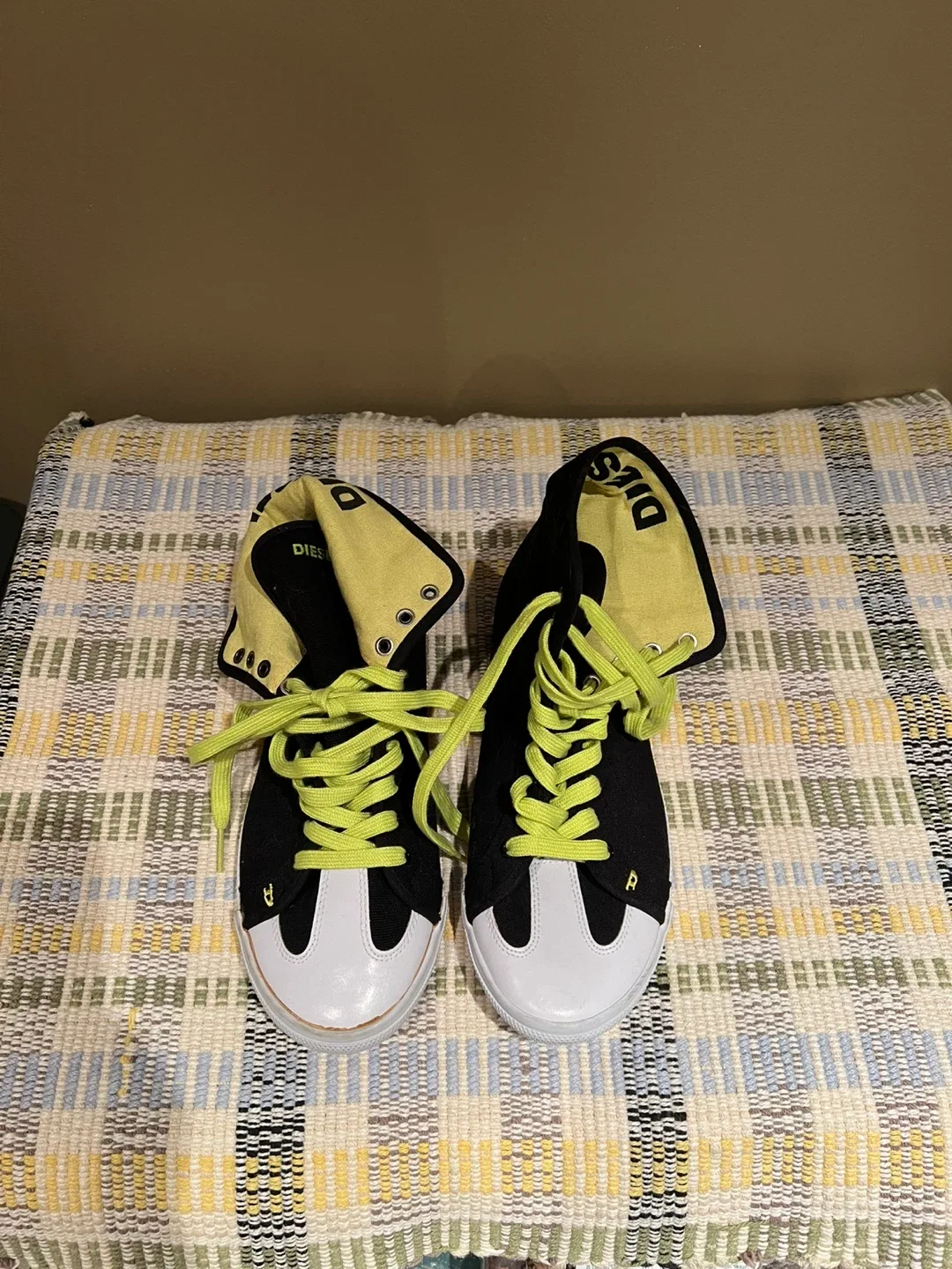 Ladies Diesel High-Top Sneakers, Black & Green thumbnail